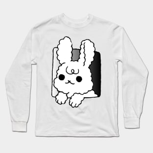 white bunny peeking Long Sleeve T-Shirt